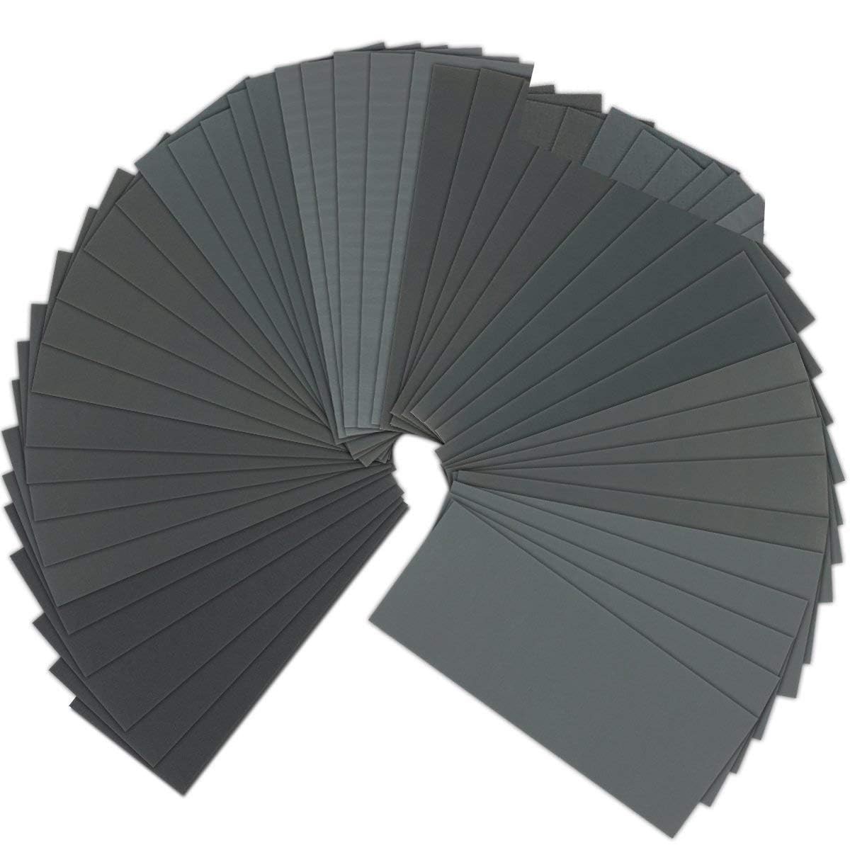 90 Pcs 400 to 3000 Grit Wet Dry Sandpaper Assortment 9X3.6 Inch for Automotive S