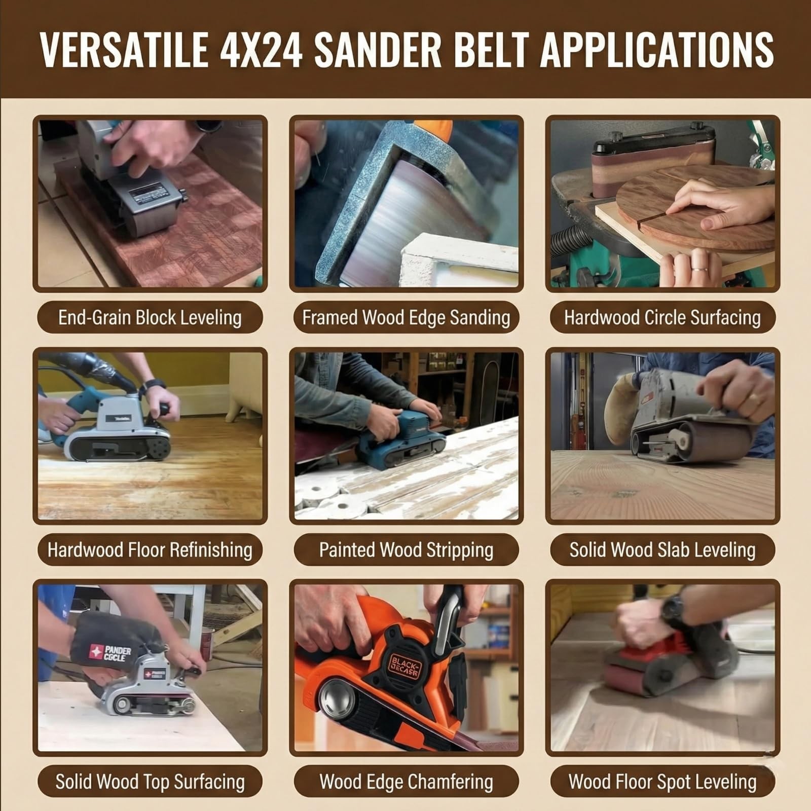 4×24 Inch Sanding Belts: 15 Pack 80–400 Grit — Heavy-Duty Anti-Clog