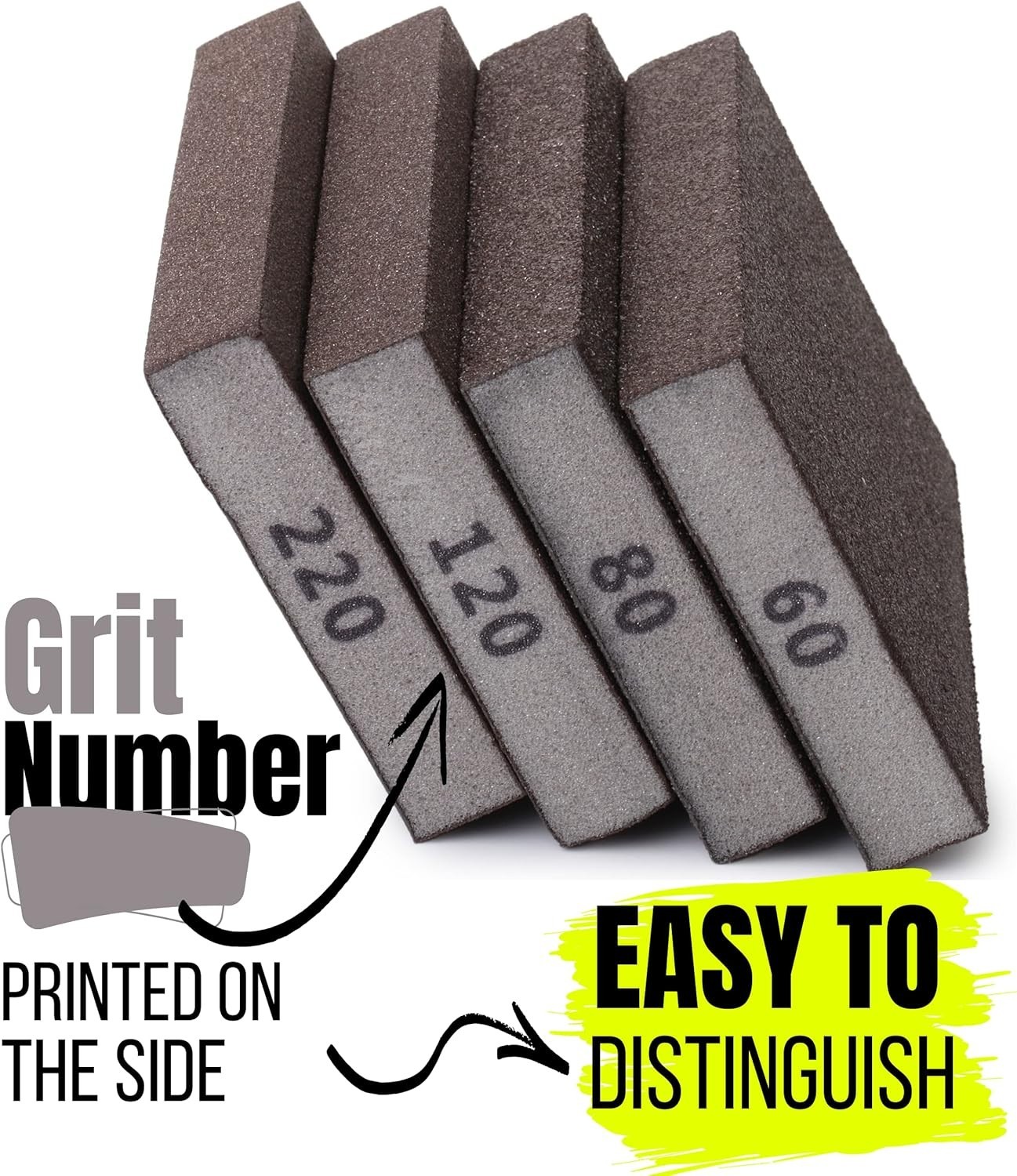 High-Density Sanding Sponges, 4-Pack for Wood, Metal, and Drywall Perfection