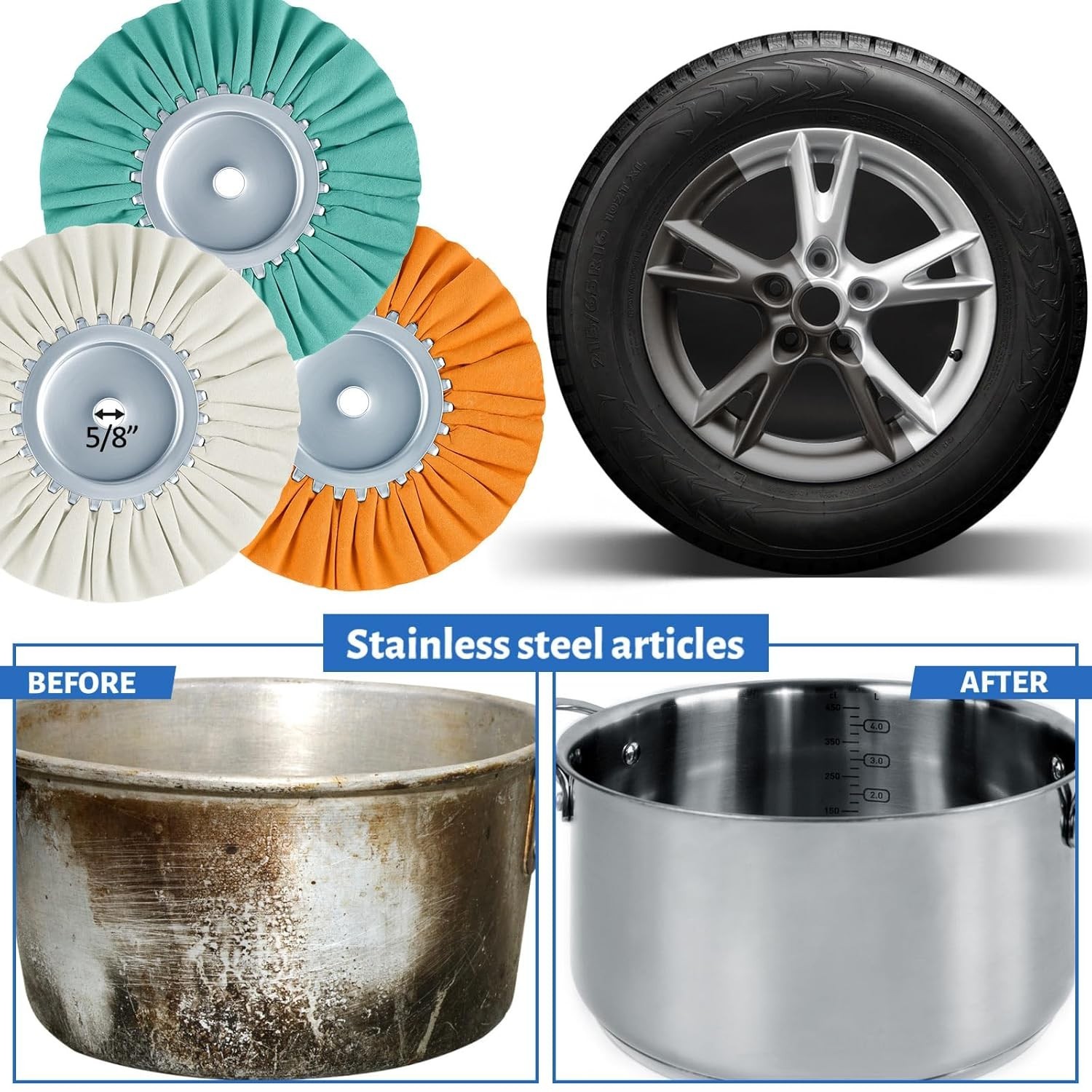 8 Inch Airway Buffing Wheels Kit – Polishing Compound for Angle Grinder