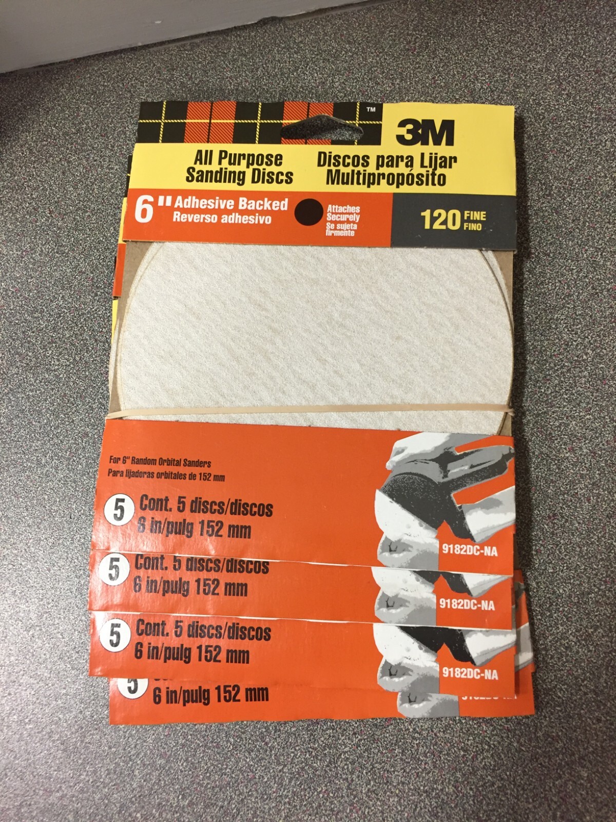 3M 9182DC-NA 6″ Aluminum Oxide Adhesive Sanding Disc 120 Grit Fine (4) 5 pks
