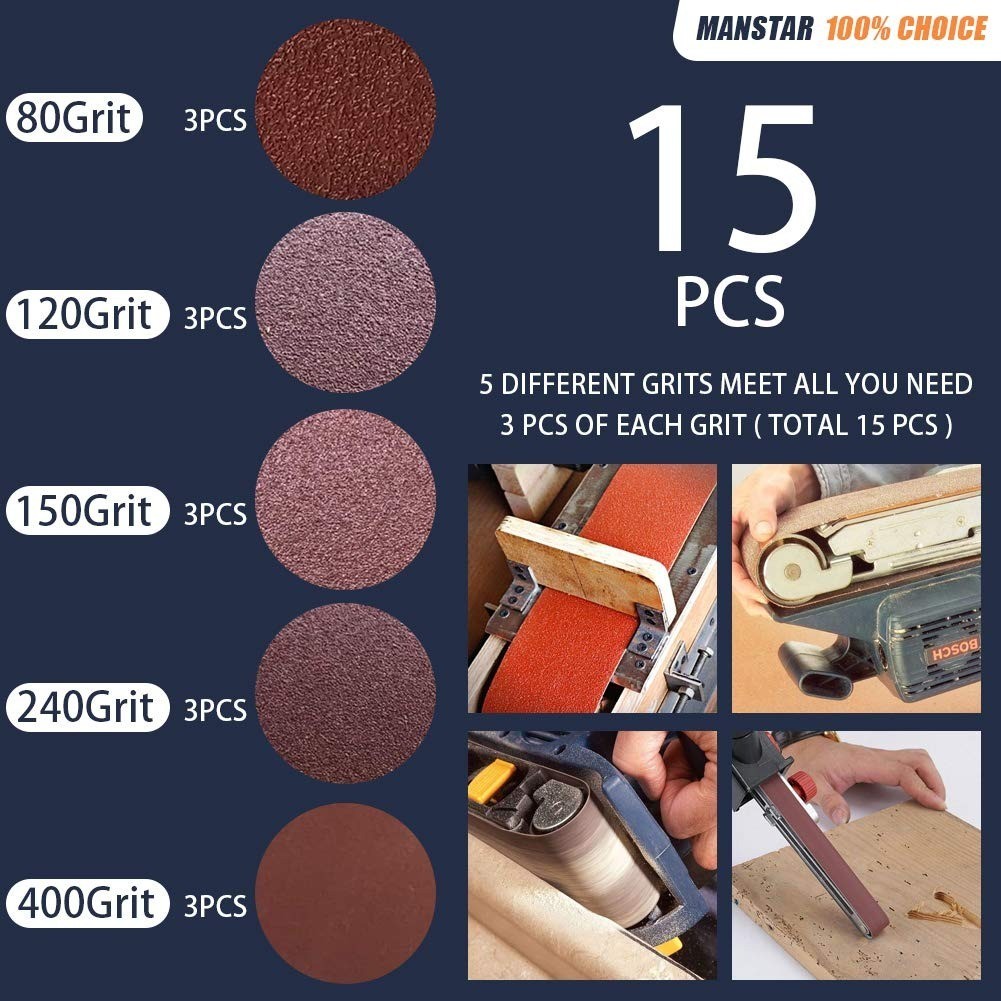 15 Pcs 1 x 30 Inch Aluminum Oxide Sanding Belts Assorted Grits