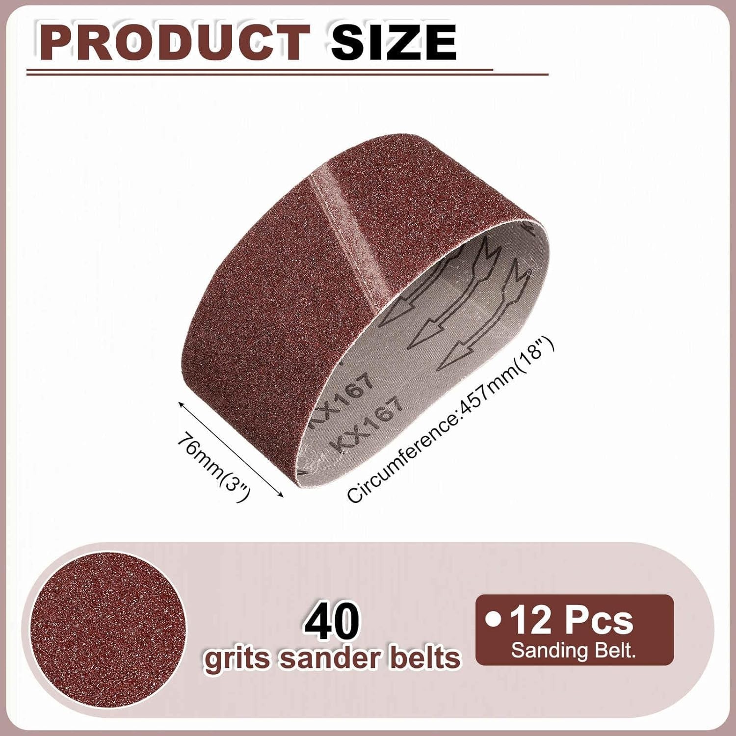 12 Pack of 3×18 Sanding Belts – 40 Grit Aluminum Oxide for Pro Results