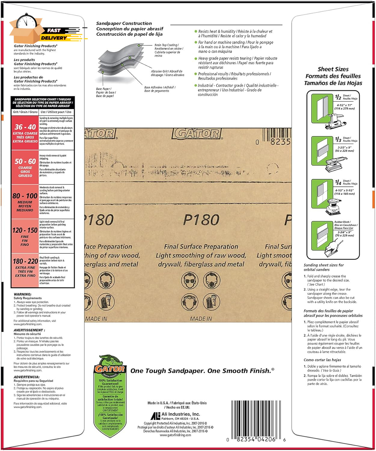 9″ X 11″ Multi-Surface Sanding Sheets, 180 Grit, 25 Pack