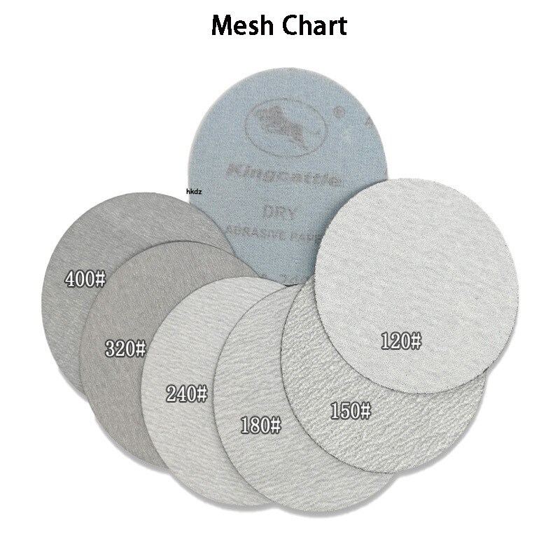 5″ Inch 125mm White Sanding Disc Dry Use Hook & Loop Sandpaper 60#、80#-1000 Grit