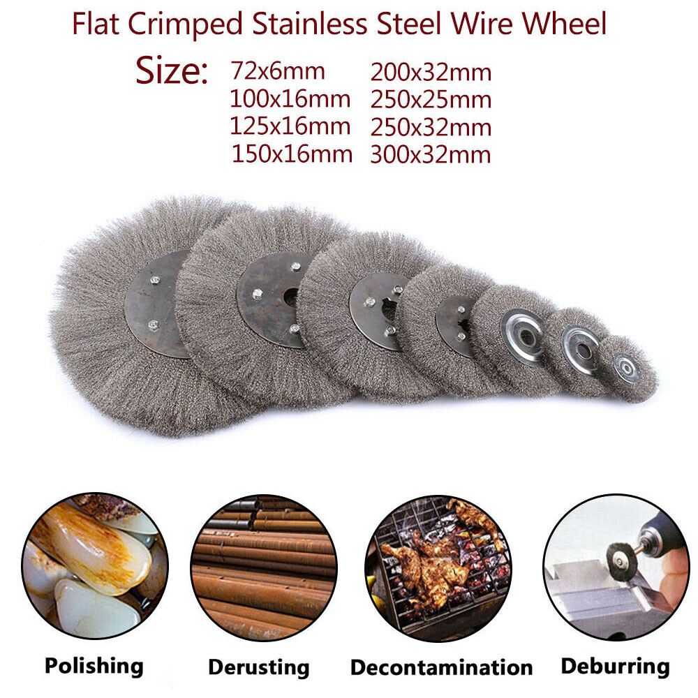 Stainless Steel Wire Wheels Brush Round For Bench Grinder 3″-12″ 0.15mm