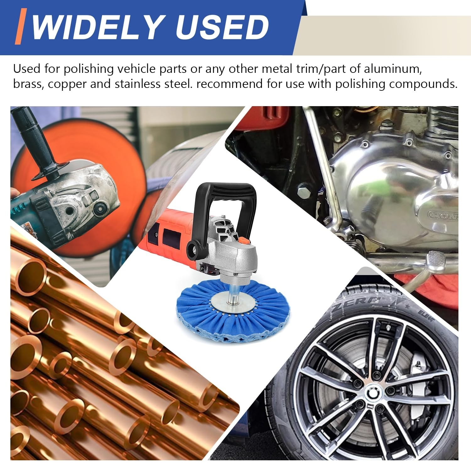 Multi-Color Airway Buffing Wheels Set – 8″ Diameter, 12-Ply for Angle Grinders