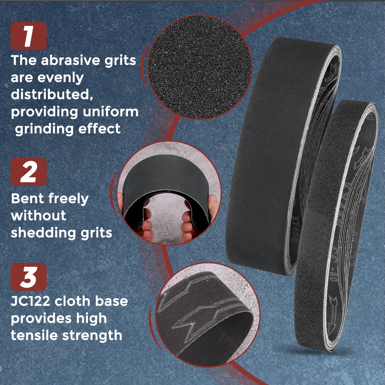 5Pack Sanding Belt, 2 x 72 Inch 180 Grit Silicon Carbide Abrasive Belt