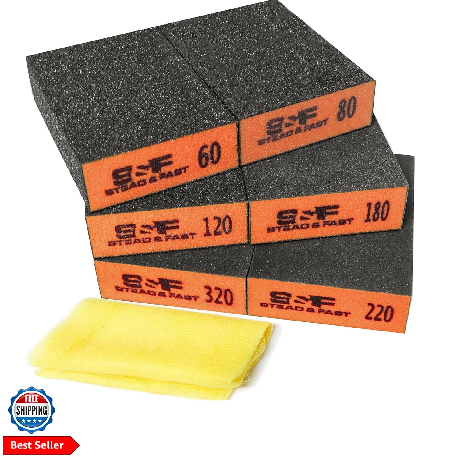 Sanding Sponge 60 80 120 180 220 320 Grit 6 Pc, Tack Cloth | Superior Elastic…