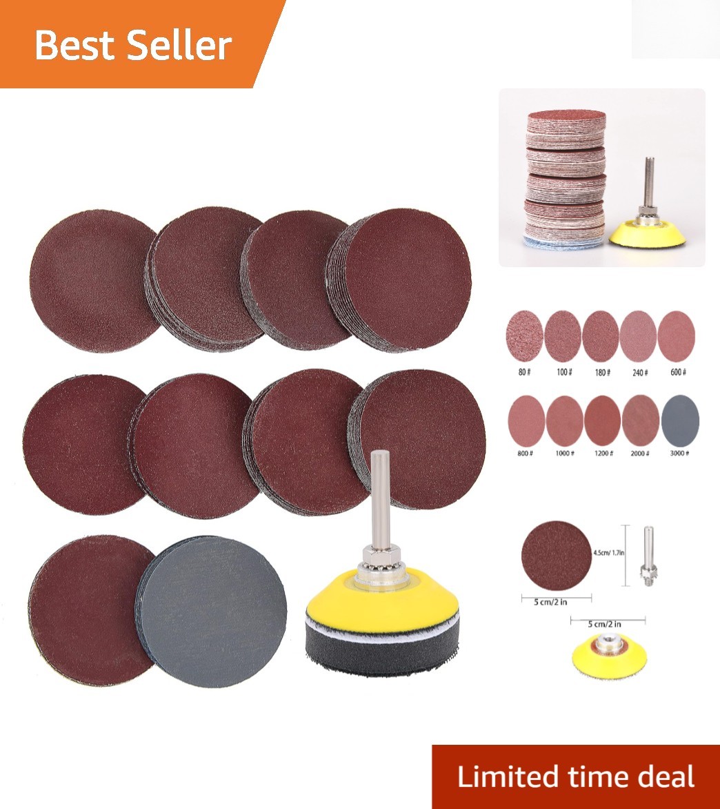 Durable 100-Pack 2-Inch Sanding Discs – Multi-Grit Sandpaper for All Materials
