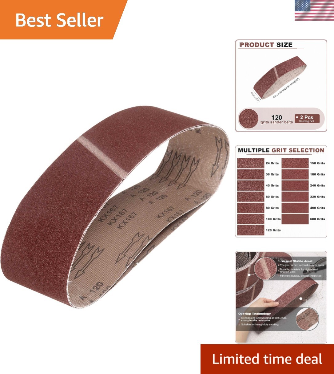 Durable 4×36 Inch Sanding Belts (2-Pack) – Long-lasting Aluminum Oxide Quality