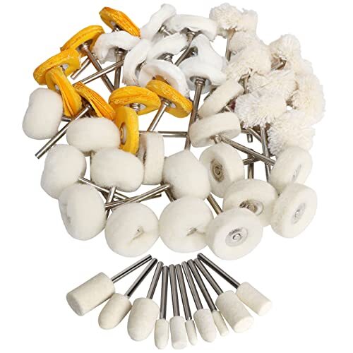 Polishing Buffing Wheel Set, Cotton Mounted 3mm Shank for Rotary Tools 50 Pieces