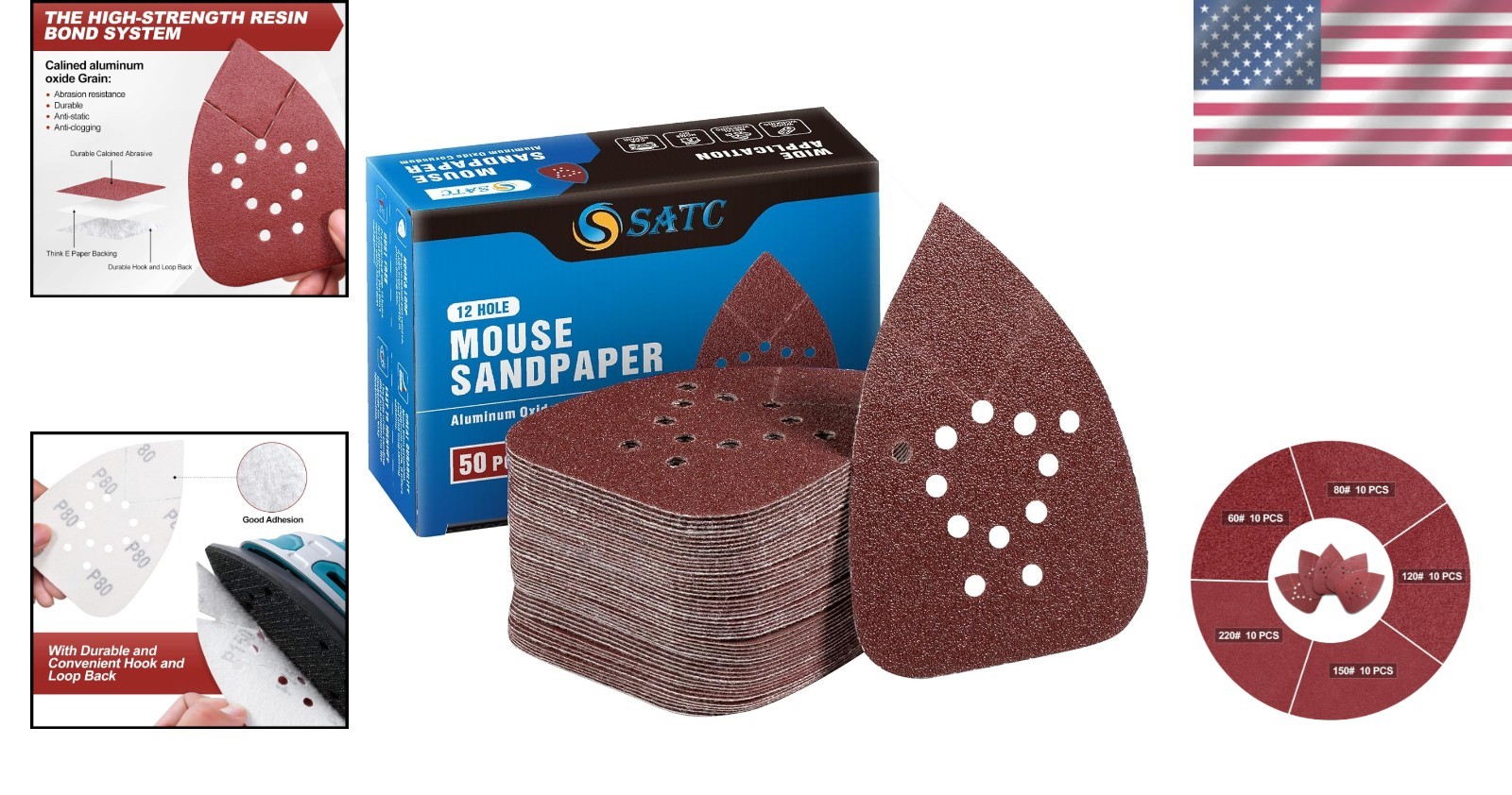 All-in-One 50 PCS Mouse Sandpaper Set – 12 Hole Grits for Perfect Finishes