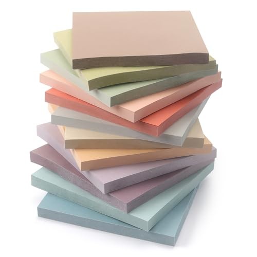 Sticky Notes 3×3 Inch, 12 Pack, 12 Assorted Vintage Color Self-Stick Notes