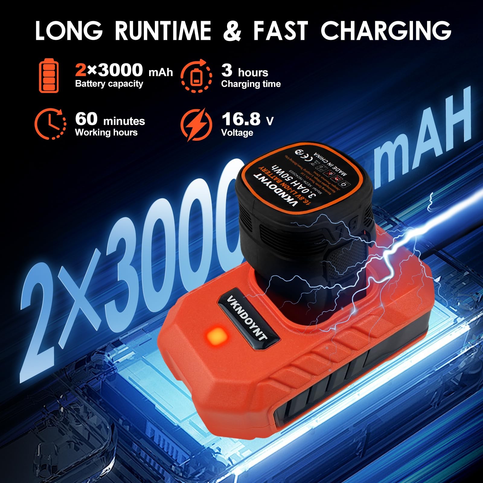 Brushless Small Sander with 36PCS 2 x 3.0Ah Batteries, Orange/Black