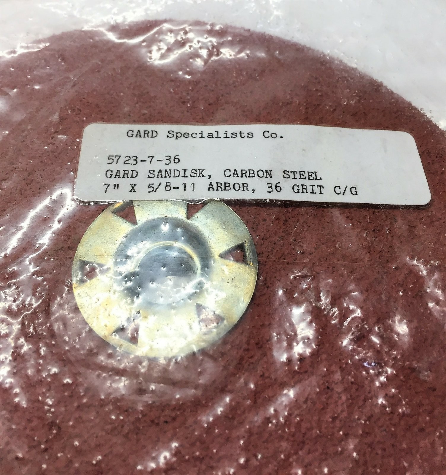 GARD Carbon Steel 36 Grit 7″x5/8-11 Arbor Sanding Disk 5723-7-36 [Lot of 3] NOS