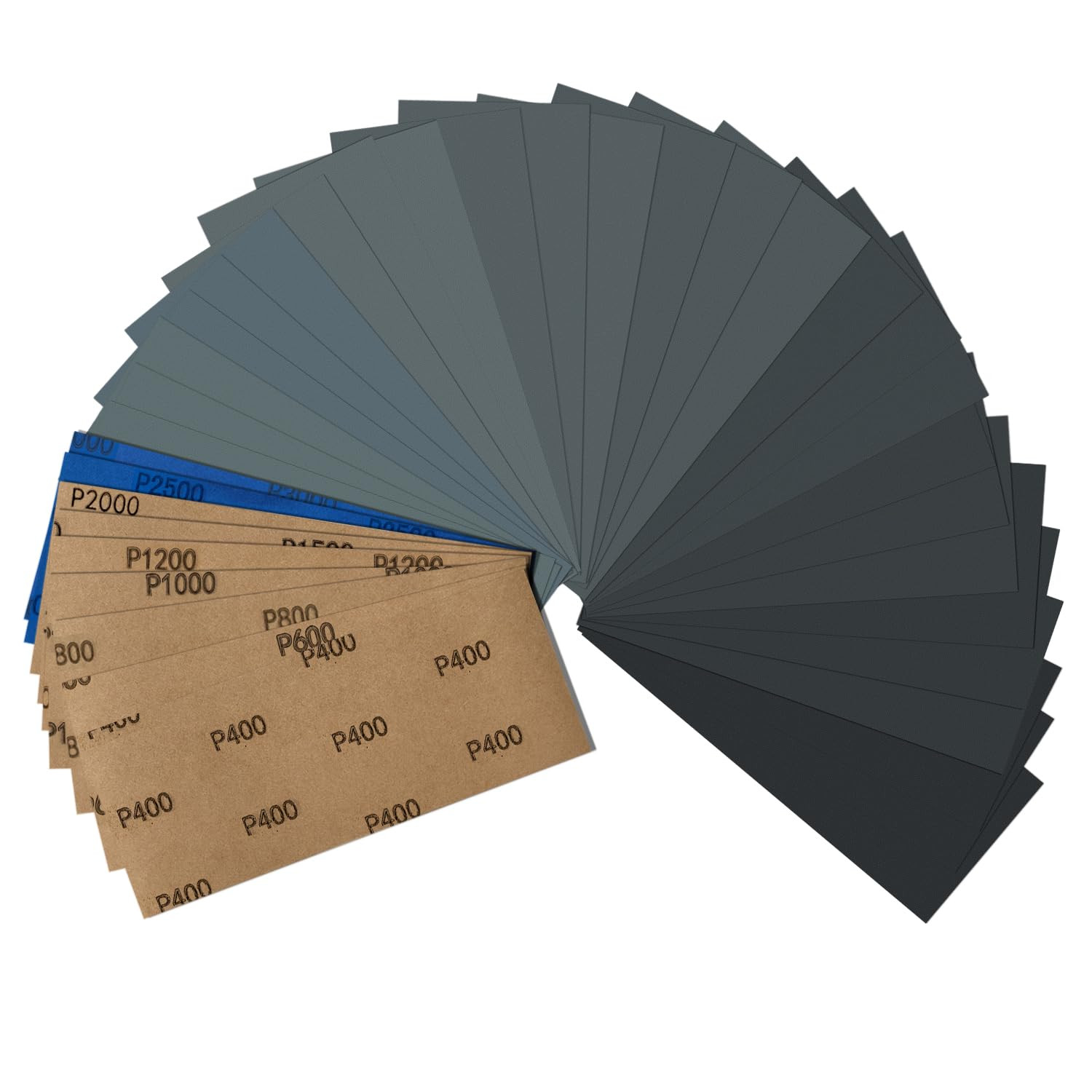 36 Pcs Sandpaper Assortment 400-3000 Grit Assorted Sanding Sheets | Wet Dry Sand