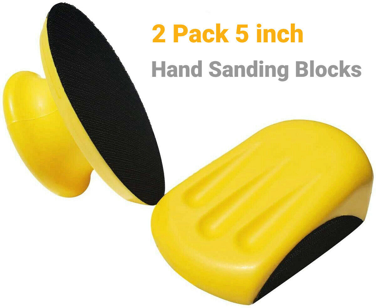 5inch Mouse Round Foam Hand Sander Sanding Blocks Pads Hook Loop Sandpaper Discs