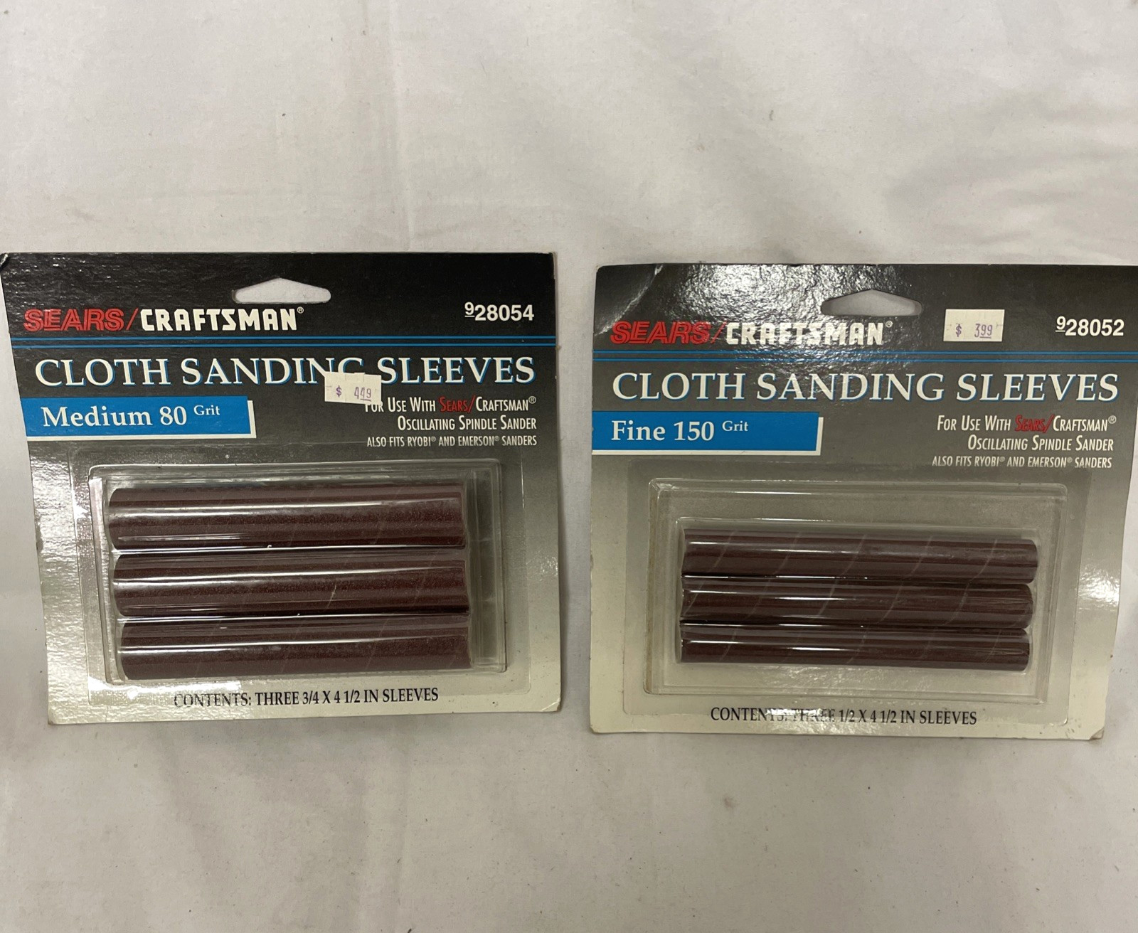 NIP CRAFTSMAN CLOTH SANDING SLEEVES OSCILLATING SPINDLE SANDER MEDIUM FINE GRIT