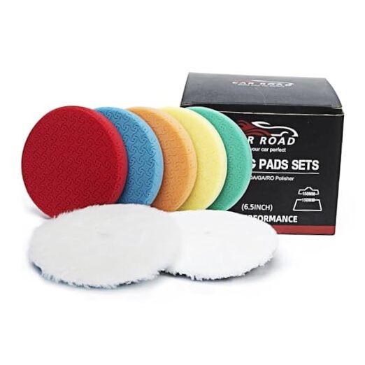 6″ Buffing Polishing Pads Kit – 7 Pcs 6.5″ Backing Plate, Sponge & 6″ (150mm)