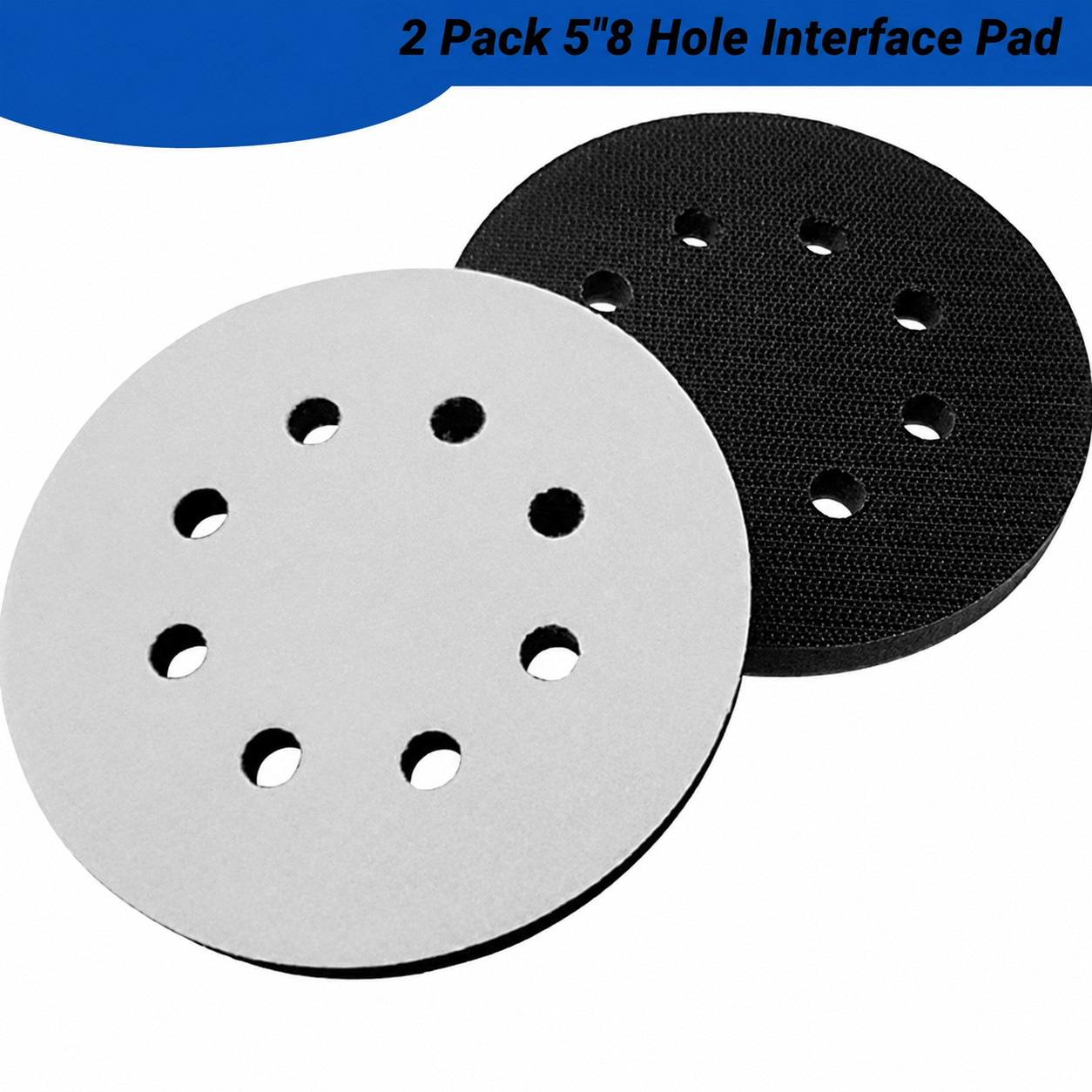 2 pc 5″ 8 Holes Interface Pads Orbital Sander Sanding Foam Pad Hook Loop Buffer