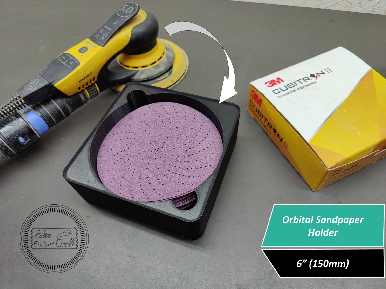 Orbital Sandpaper Holder, 6″ (150mm)