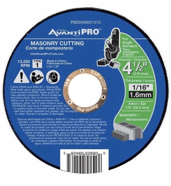 Avanti Pro 4-1/2” Masonry Cutting Discs 1/16” Thin Kerf LOT of 15 New