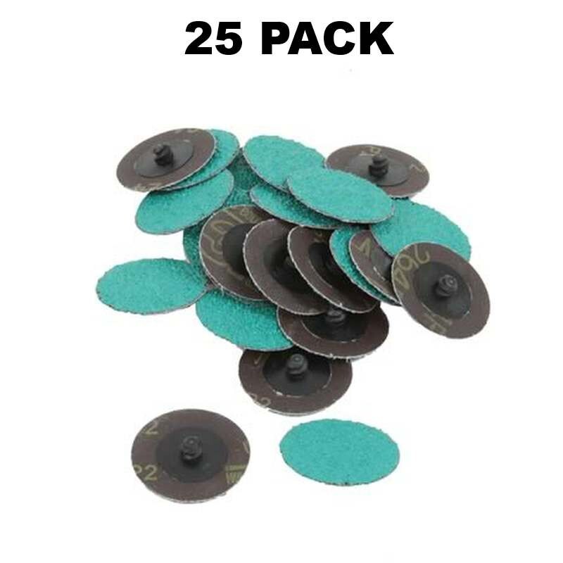 25 Pack – 2″ 24-50 Grit Zirconia +Grind Aid Quick Change Sanding Discs Type R
