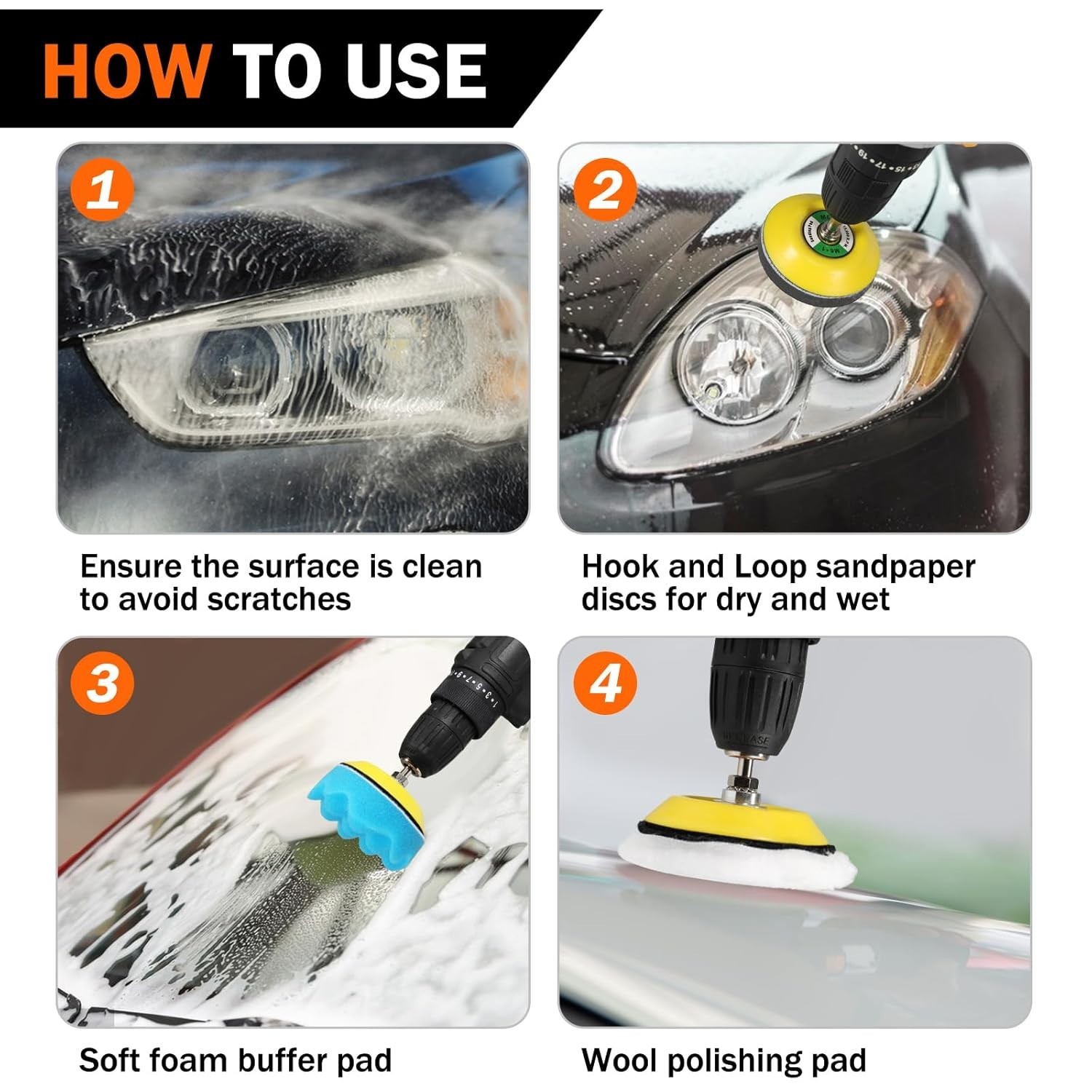 Sanding Disc Kit 133PCS Polishing Headlight Restoration Buffing Pads