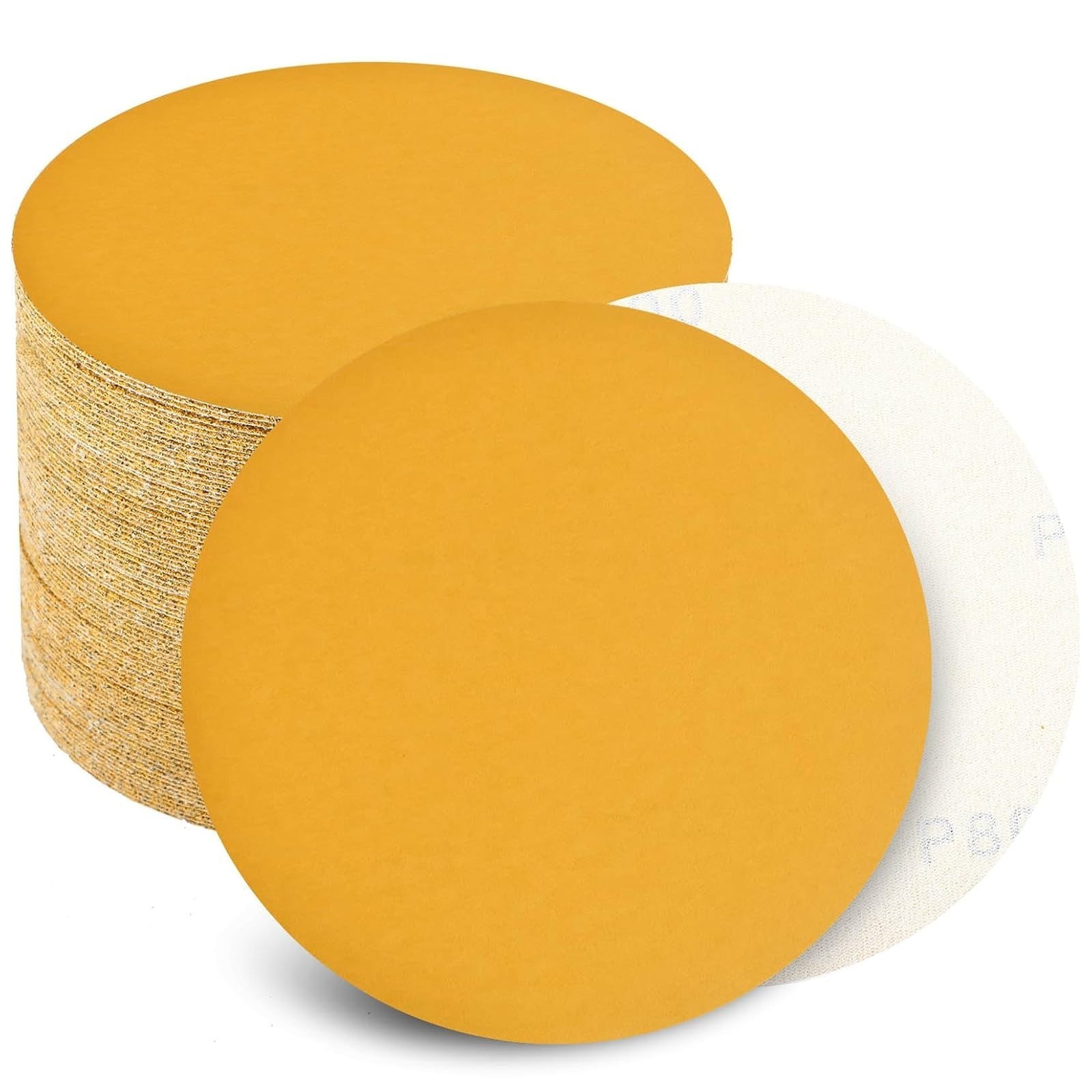 6 Inch Sanding Discs No Hole – 100 Pack, 80 to 400 Grit for Wood & Metal