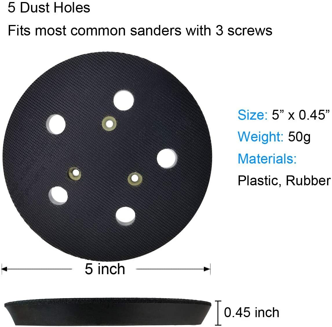 5″ Orbital Sander Replacement Pad Hook Loop 5-Hole 3-Screw for Porter Cable 333