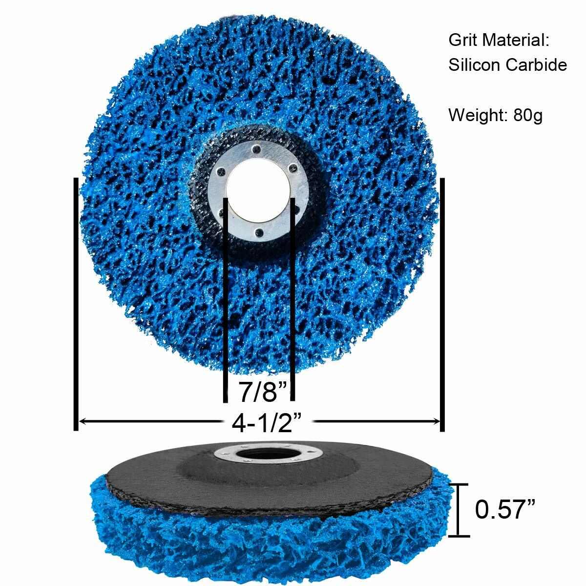 5PCS 4-1/2″ x7/8″ Blue Poly Strip Clean Disc Paint Stripping Rust Removal Wheels