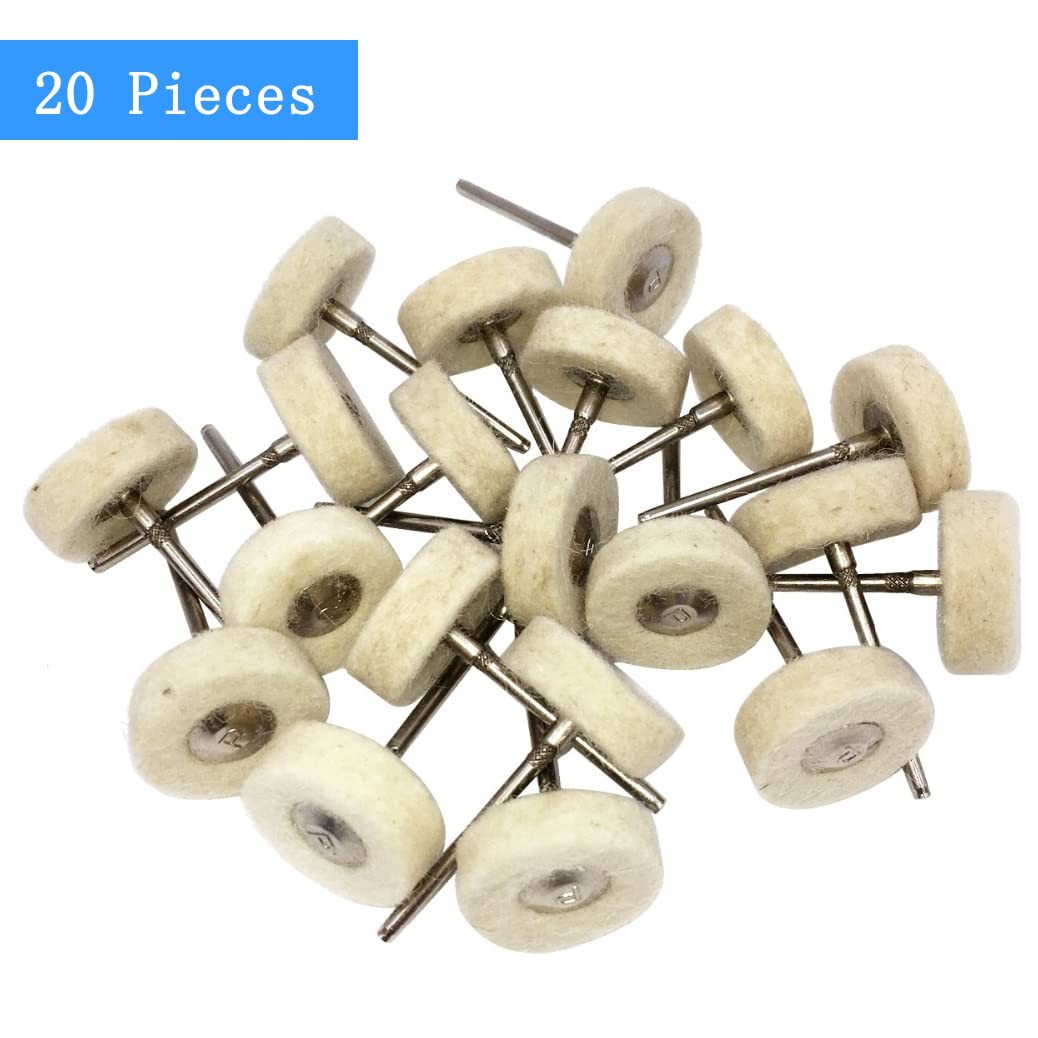 20 Pack Compressed Wool Felt Polishing Wheel 1/8″ Mandrel Mounted Buffing