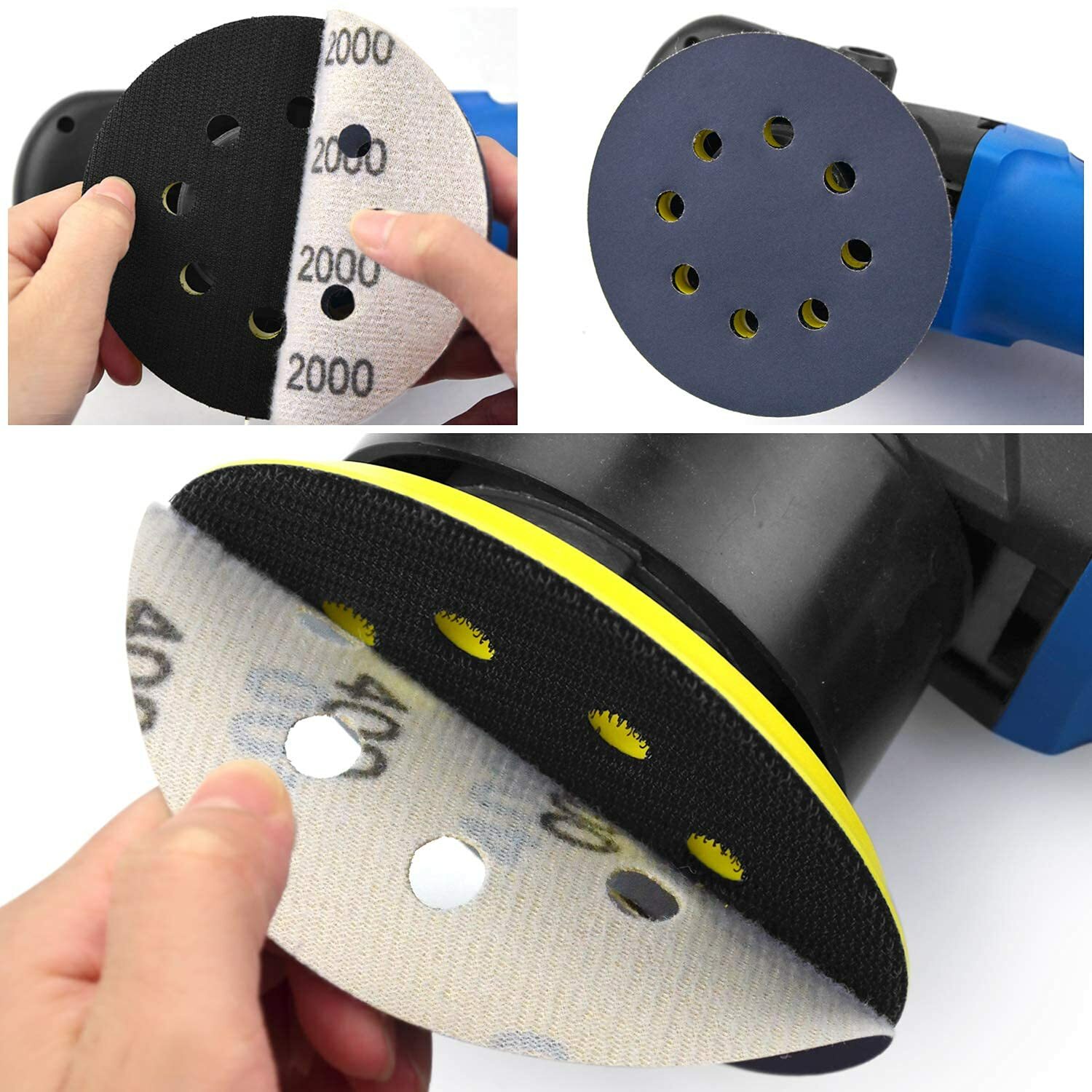 24X 5 inch 400-2000 Grit Sanding Discs Hook Loop Sandpaper Orbital Sander Paper