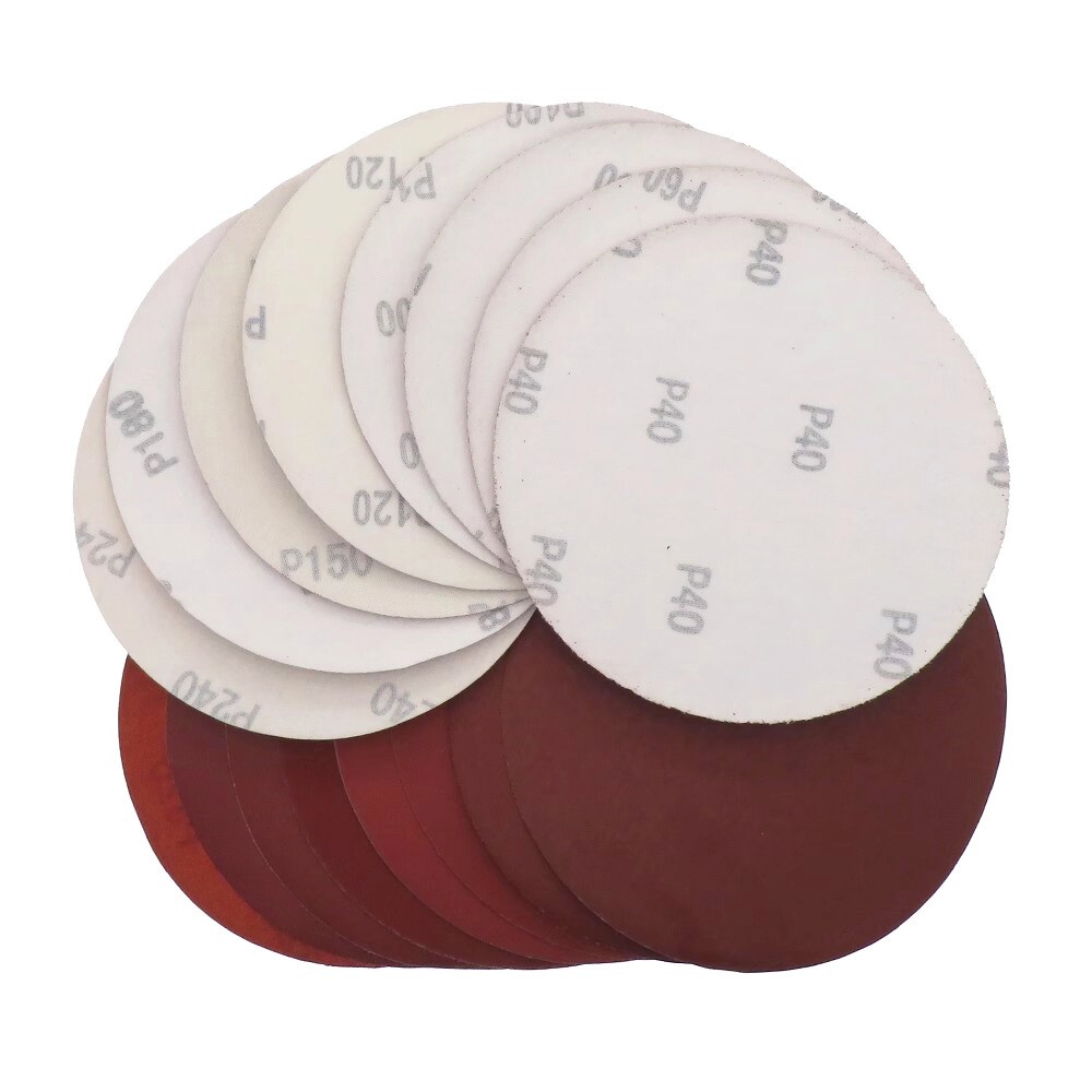 125mm/5″ Dry Sanding Disc Pads Hook & Loop Orbital Red Sandpaper 40#-2000# Grit