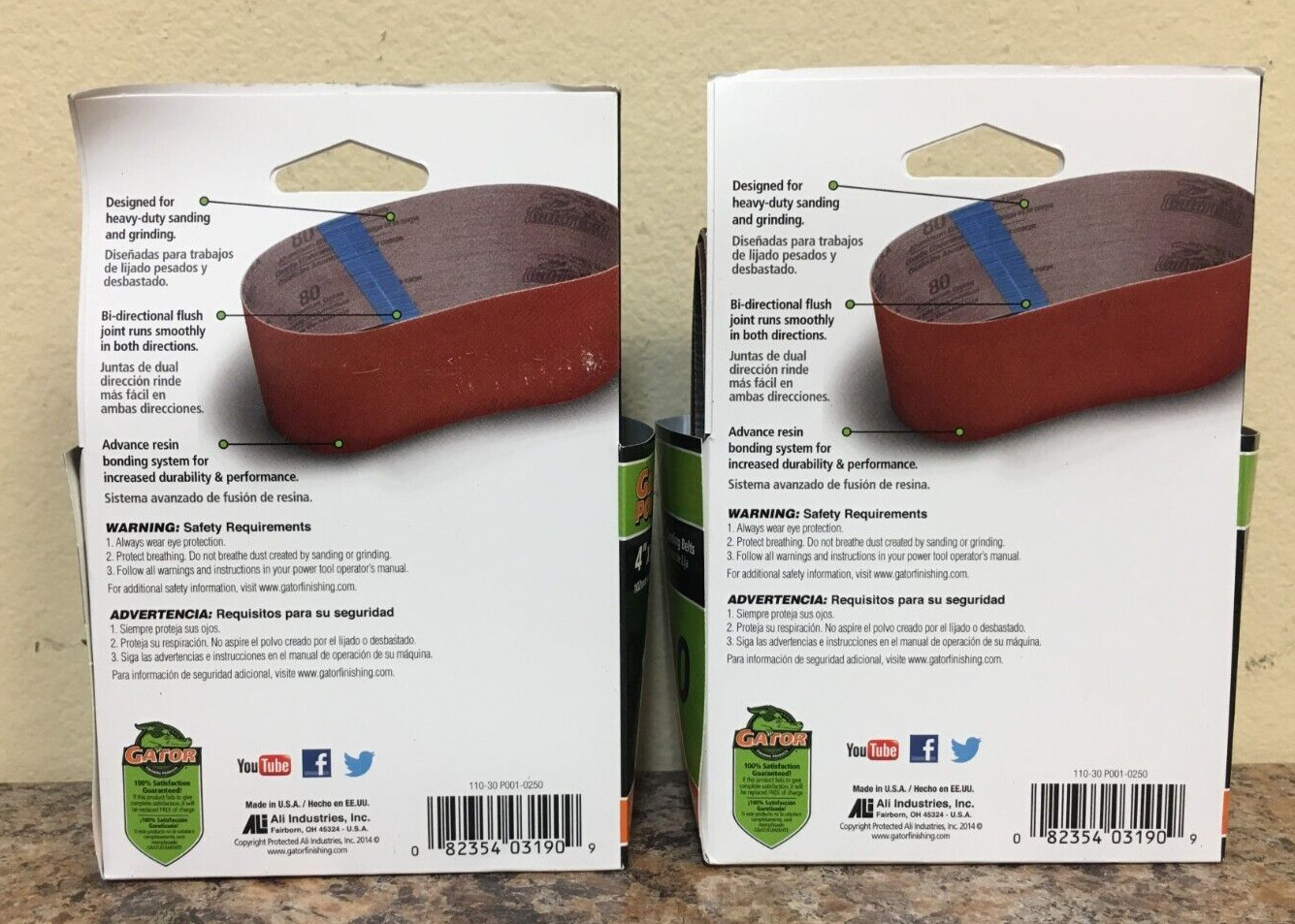 Gator 3190 4 in. X 36 in. Sanding Belts 120 Grit Fine 2 Pk