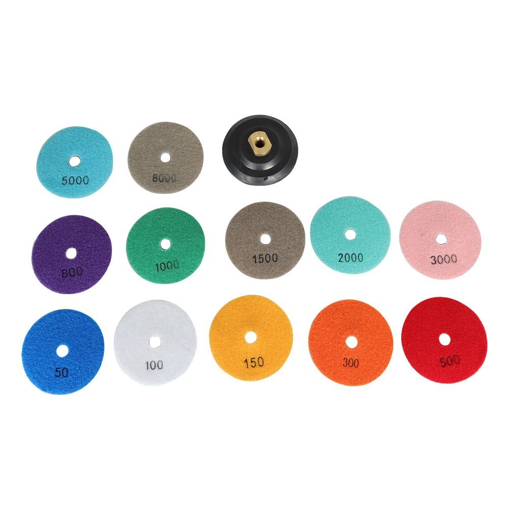 13 Pcs 4 Inch 50 Grit – 8000 Grit Multicolor Diamond Polishing Pads & Backer Pad