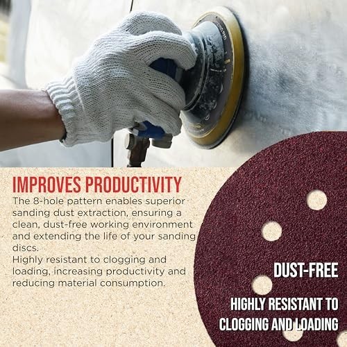160 Pack 5 inch Sanding Discs 8-Hole Red Variety Pack Grit, Hook ,Loop Sandpaper