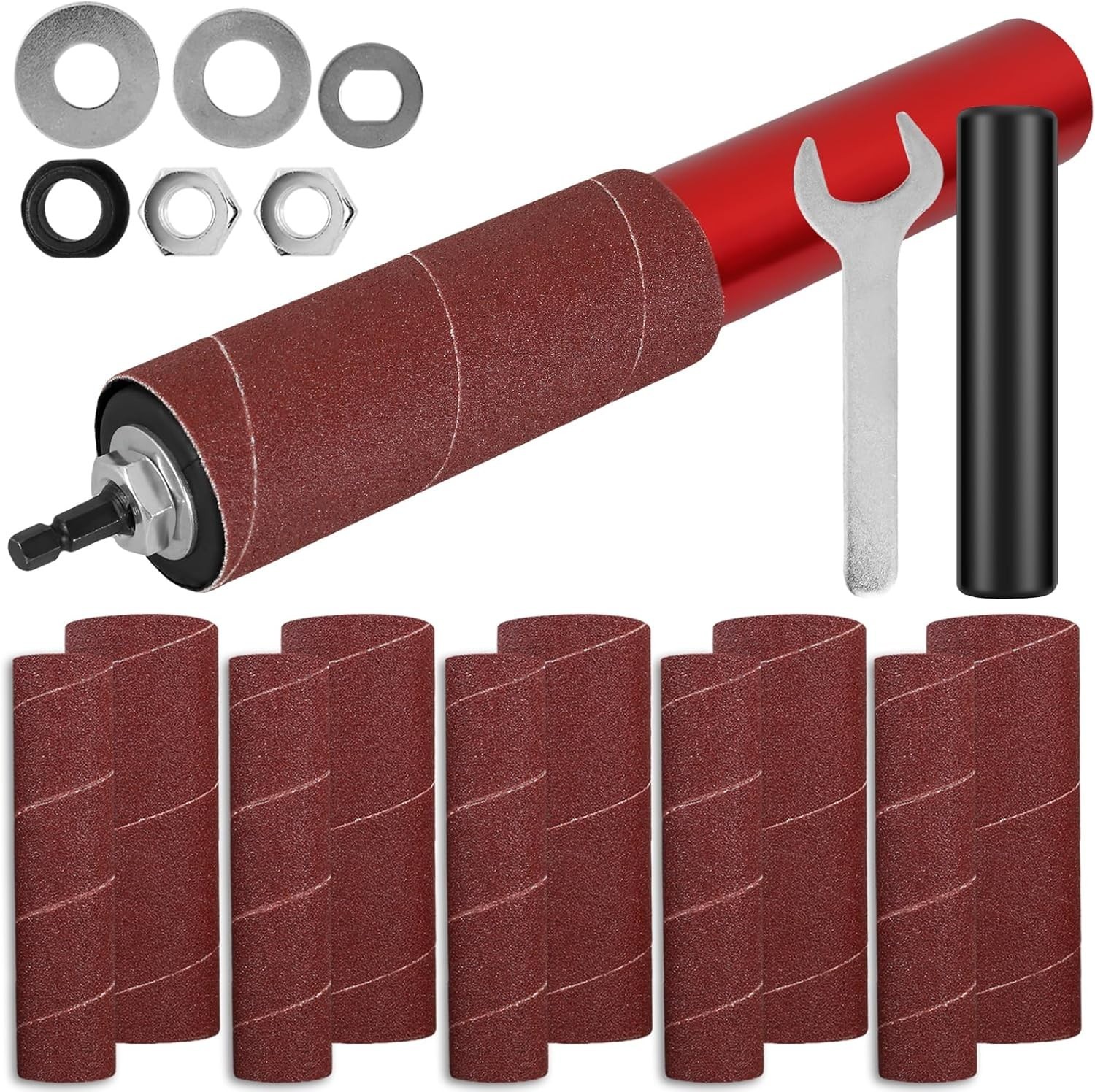 Drum Sander Set, Portable Rubber Sanding Drum Spindle Sander Adapter, Hand-Held