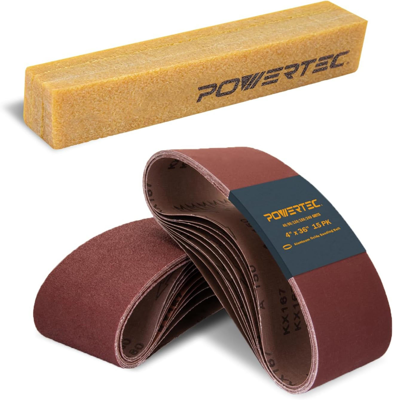 15PK, 3 Each of 40 80 120 150 240 Grit, 4 x 36 Inch Sanding Belts and Abrasive C
