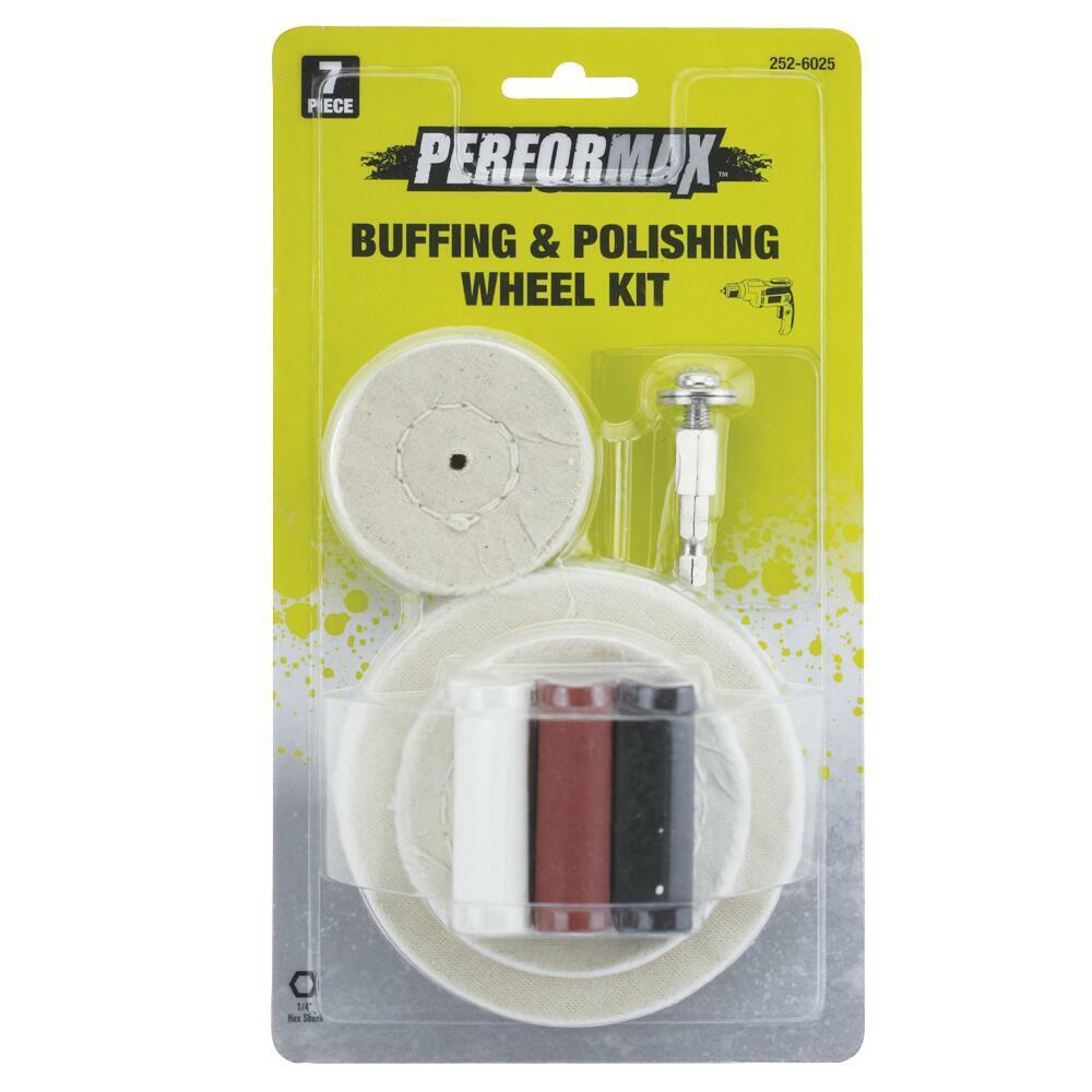 Buffing & Polishing Wheel 7 Piece Set 1/4″ Hex Shank for Power Drill 3 Compounds