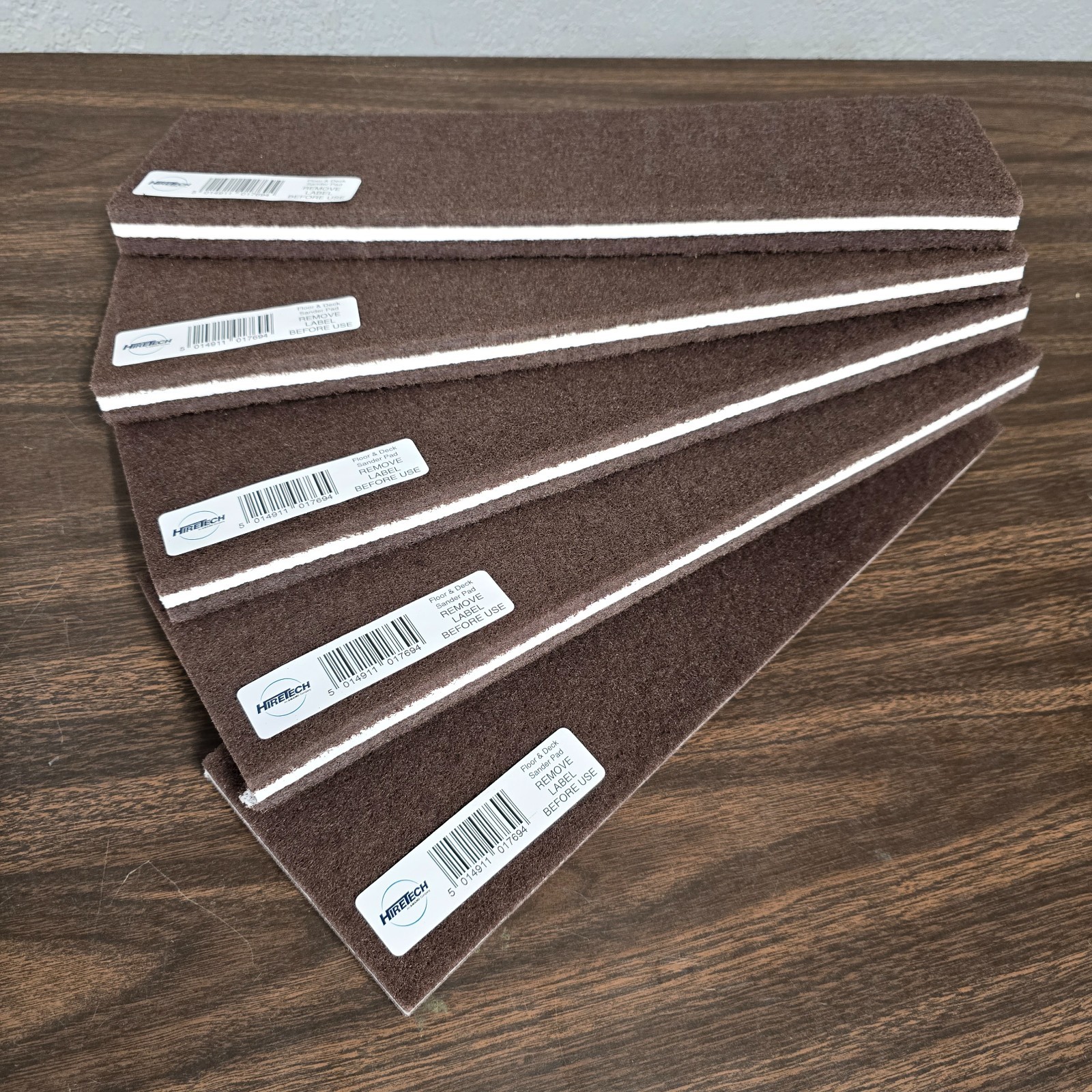 HireTech HTF 4.5″ x 15.75″ Floor & Deck Sander Finishing Pads (5-PACK)