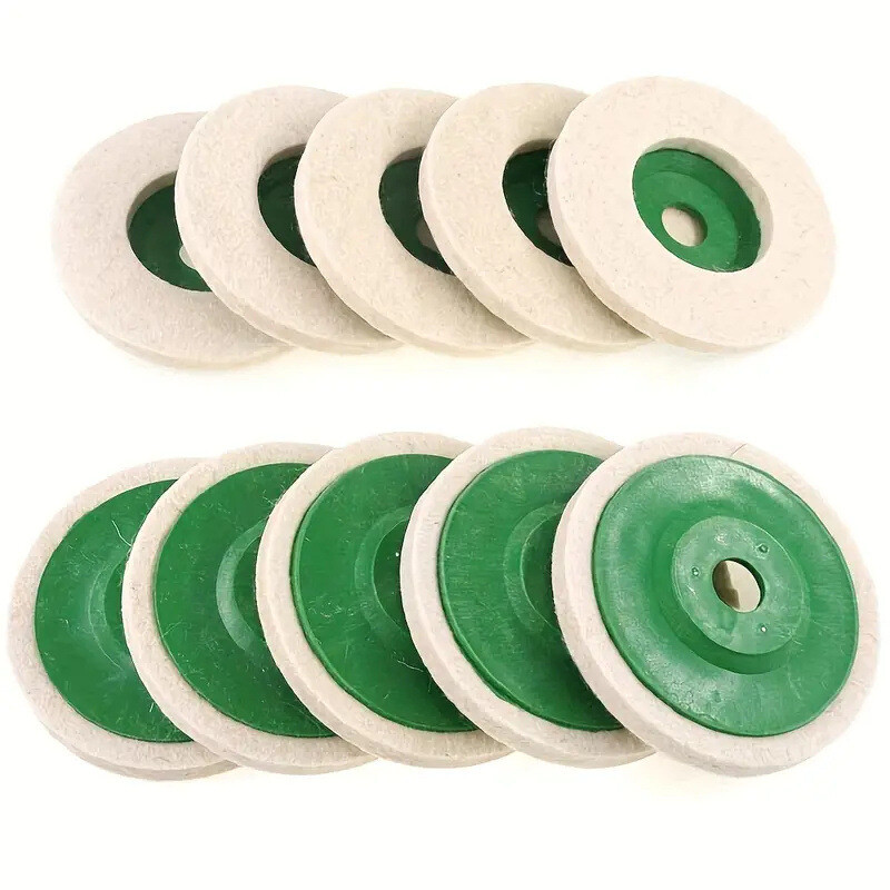 10Pcs 4″ Wool Polishing Discs Finishing Wheel Buffing Pads for 100 Angle Grinder