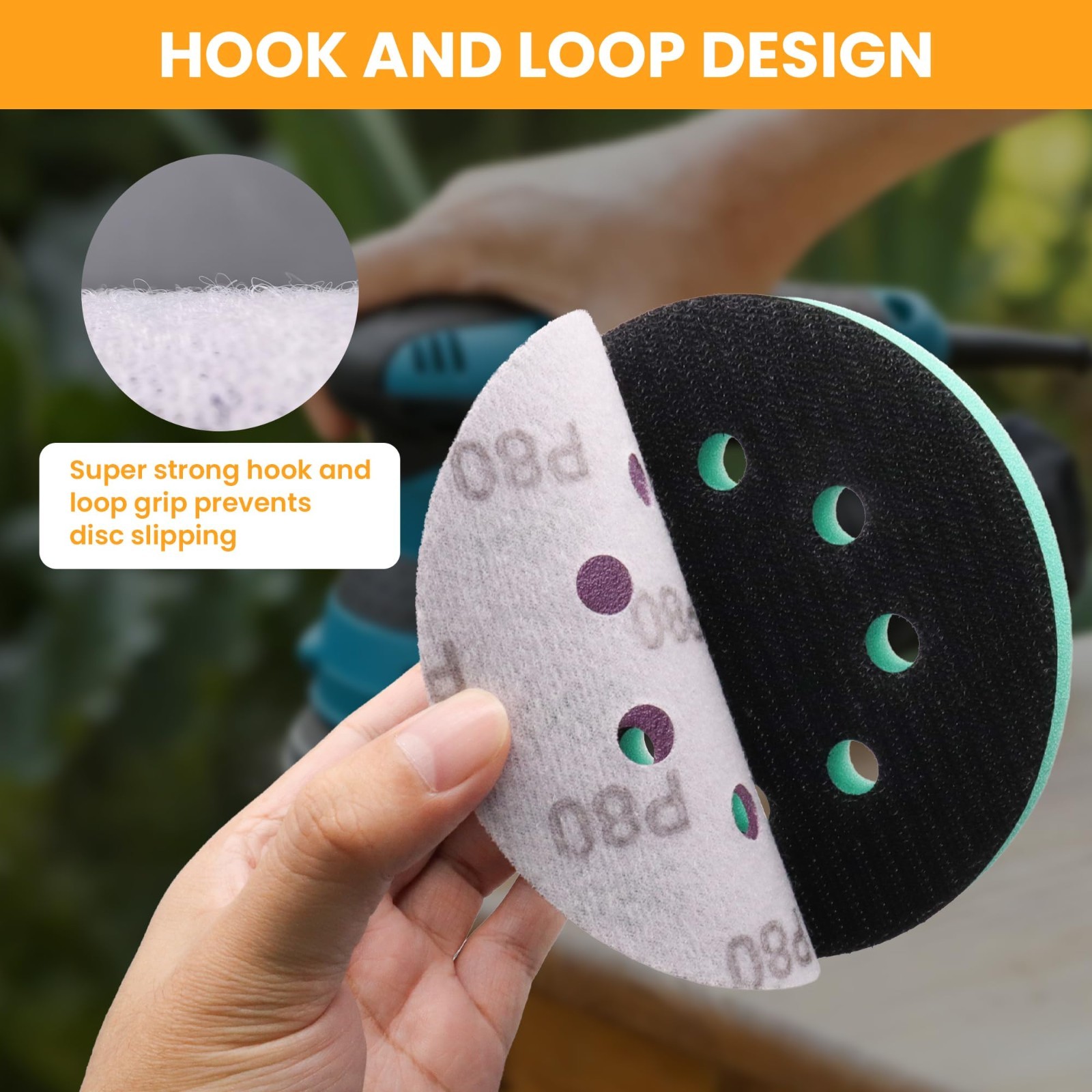 5 Inch Sander Foam Pad Set (4 Pcs) + 5 Inch Ceramic Sanding Discs (40 Pcs) – Hoo