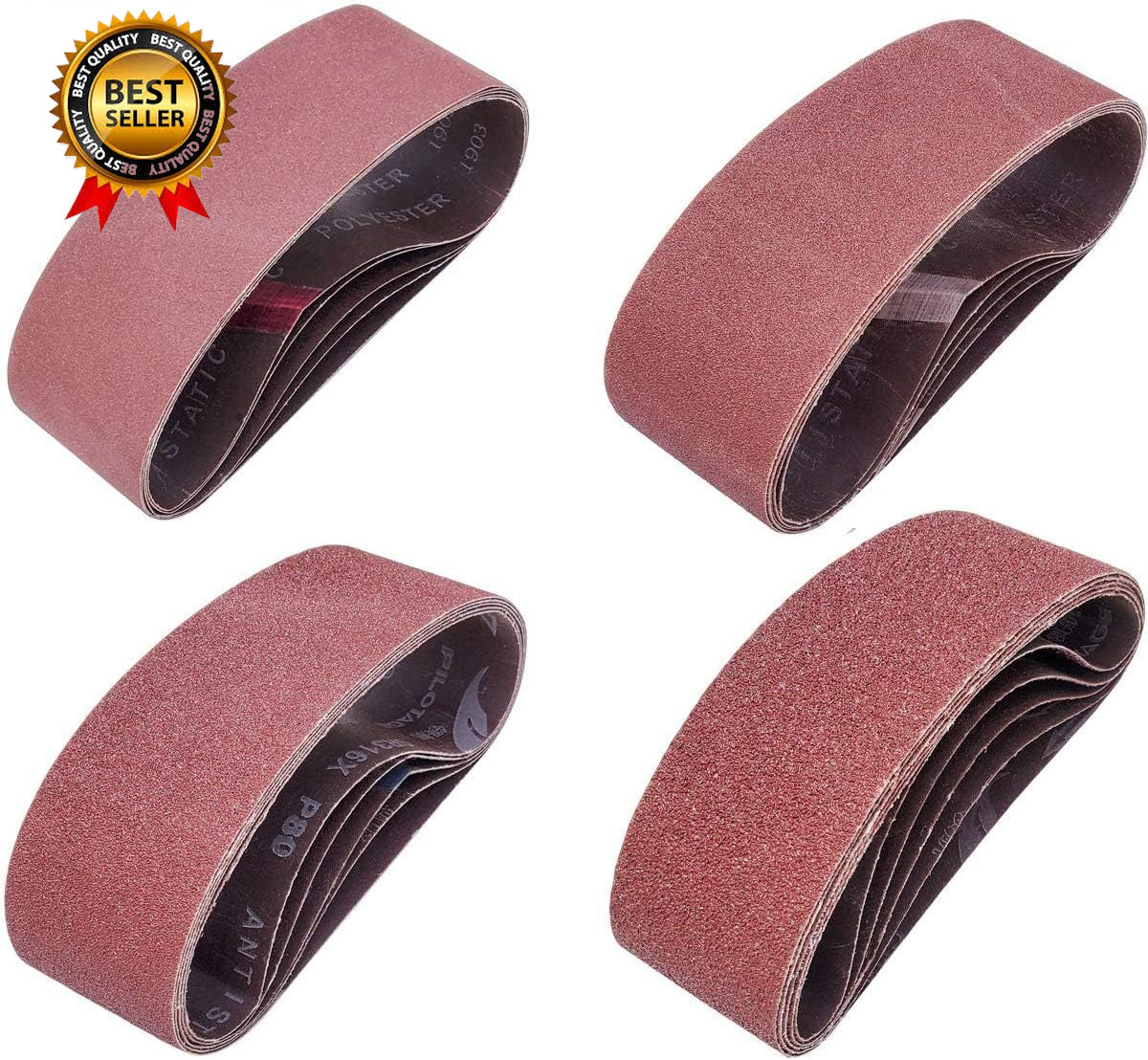 20 PCS 3 Inch X 21 Inch Abrasive Sanding Belts – 5 Each of 40 80 120 240 Grit Al