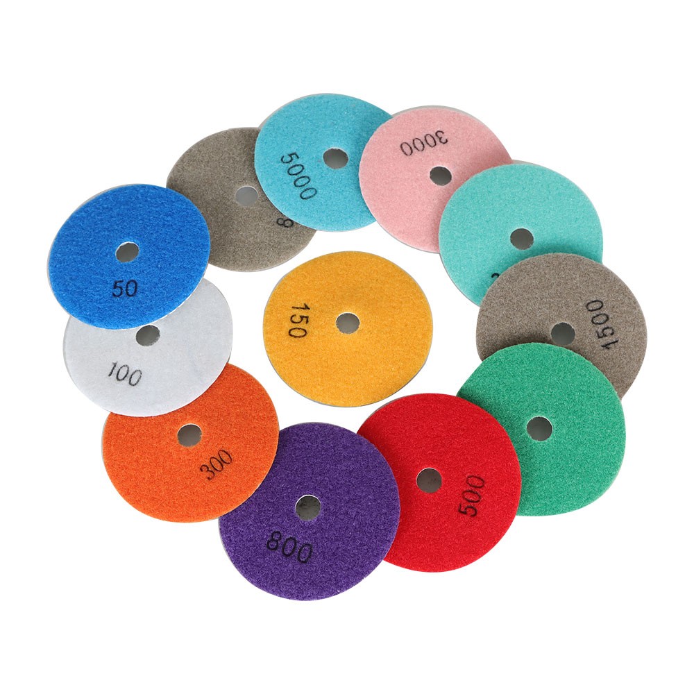 13 Pack 4″ Diamond Polishing Pads With 5/8″-11″ Backer Pads For stone Polishing