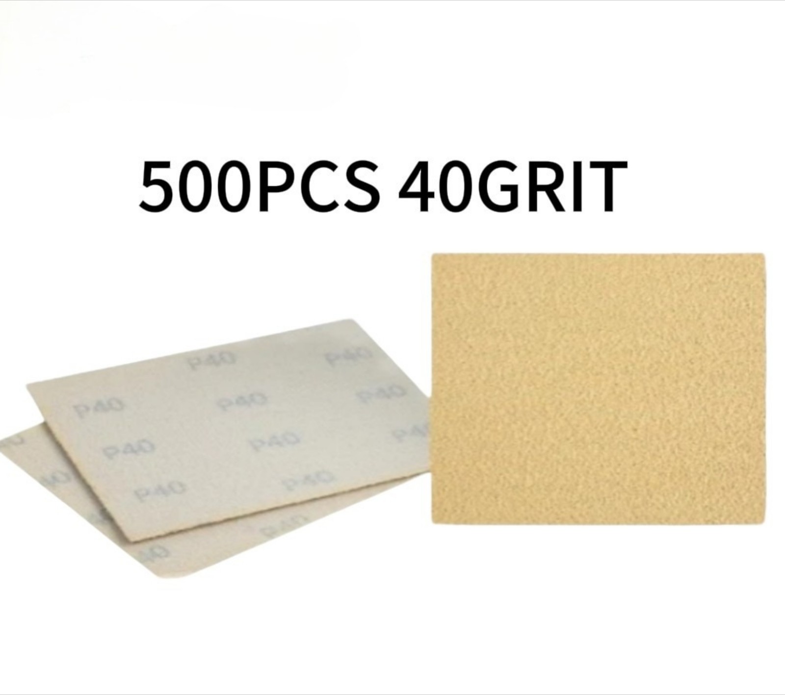 500 PCS Sandpaper 5.5×4.5 Inch 40 Grit Hook and Loop 1/4 Sheet for Wood Metal