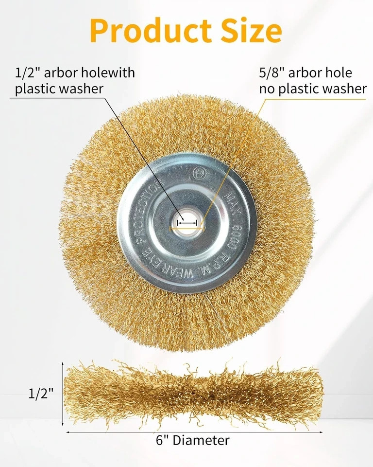 6″ INCH ROUND WIRE BRUSH WHEEL FOR BENCH GRINDER