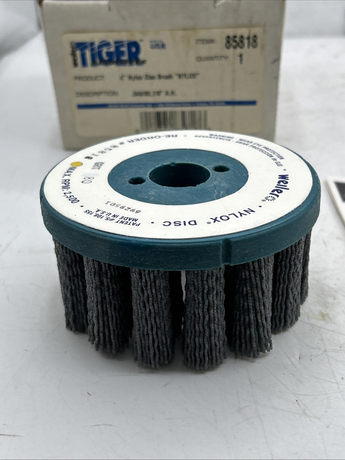 Weiler 85818 4″ Nylox Disc Brush 80 Grit 2500rpm See Pics 30 Day Warranty
