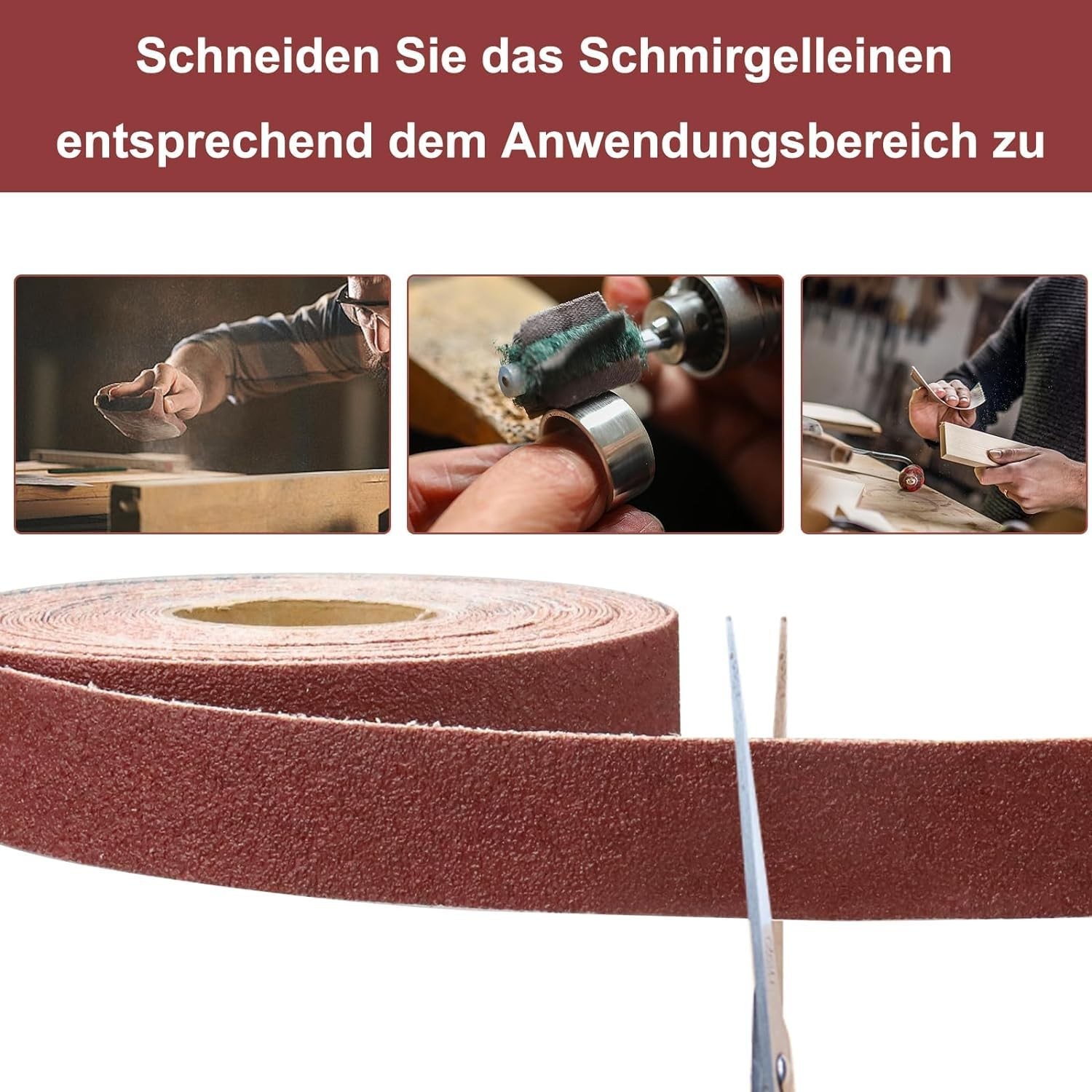 240 Grit Emery Cloth Roll, 1″ x 32.14 Feet for Metal, Wood & Plastic